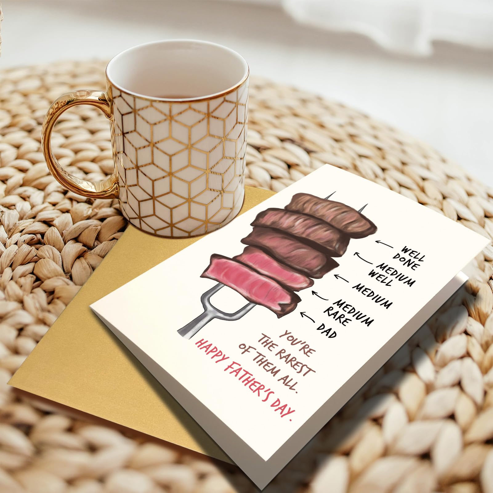 Funny Father's Day Card, Happy Father's Day Card, Beef Pun Father's Day Card,  Grill Steak You're The Rarest Of Them All : Amazon.ca: Office Products
