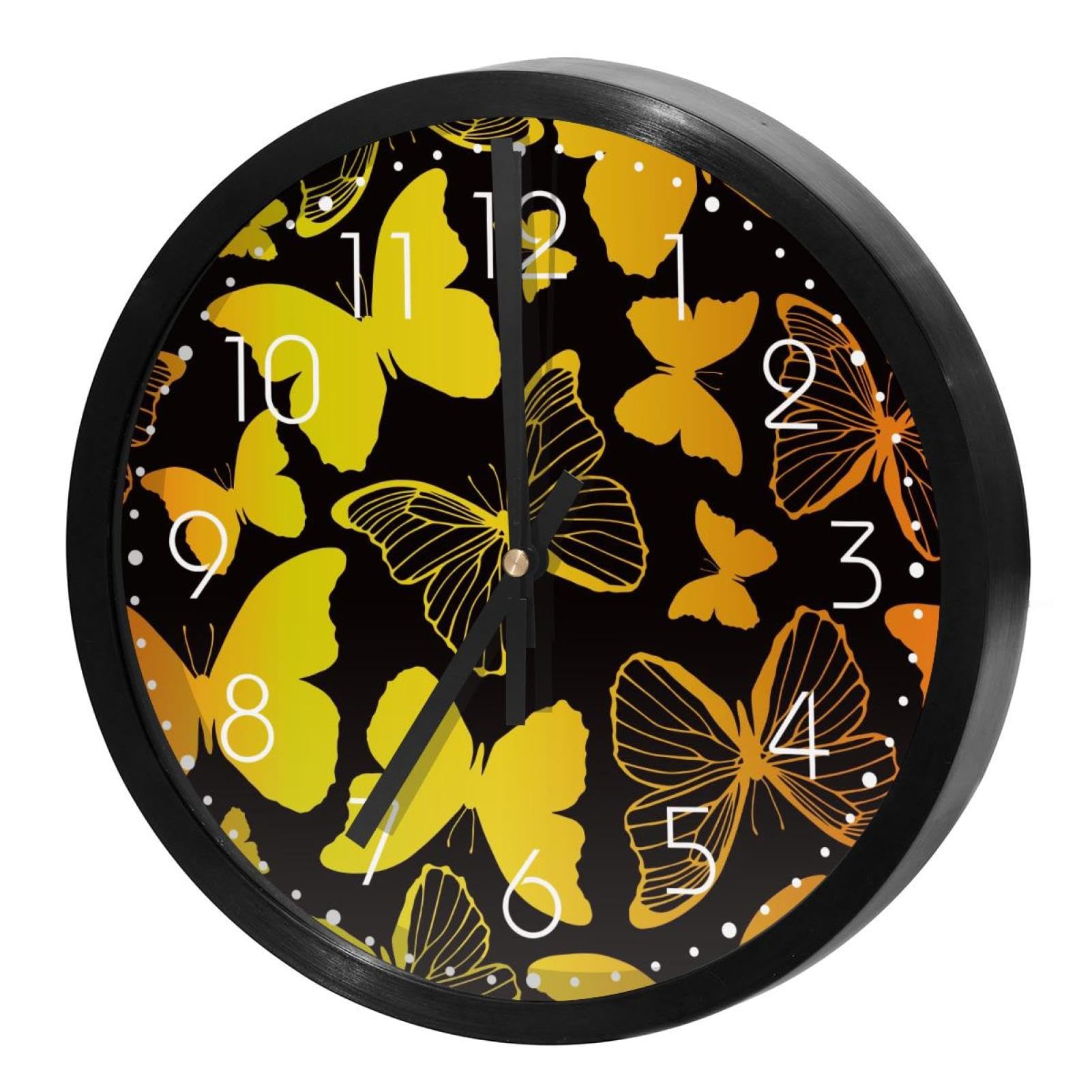 Horloge murale silencieuse dorée sans tic-tac pour bureau calme