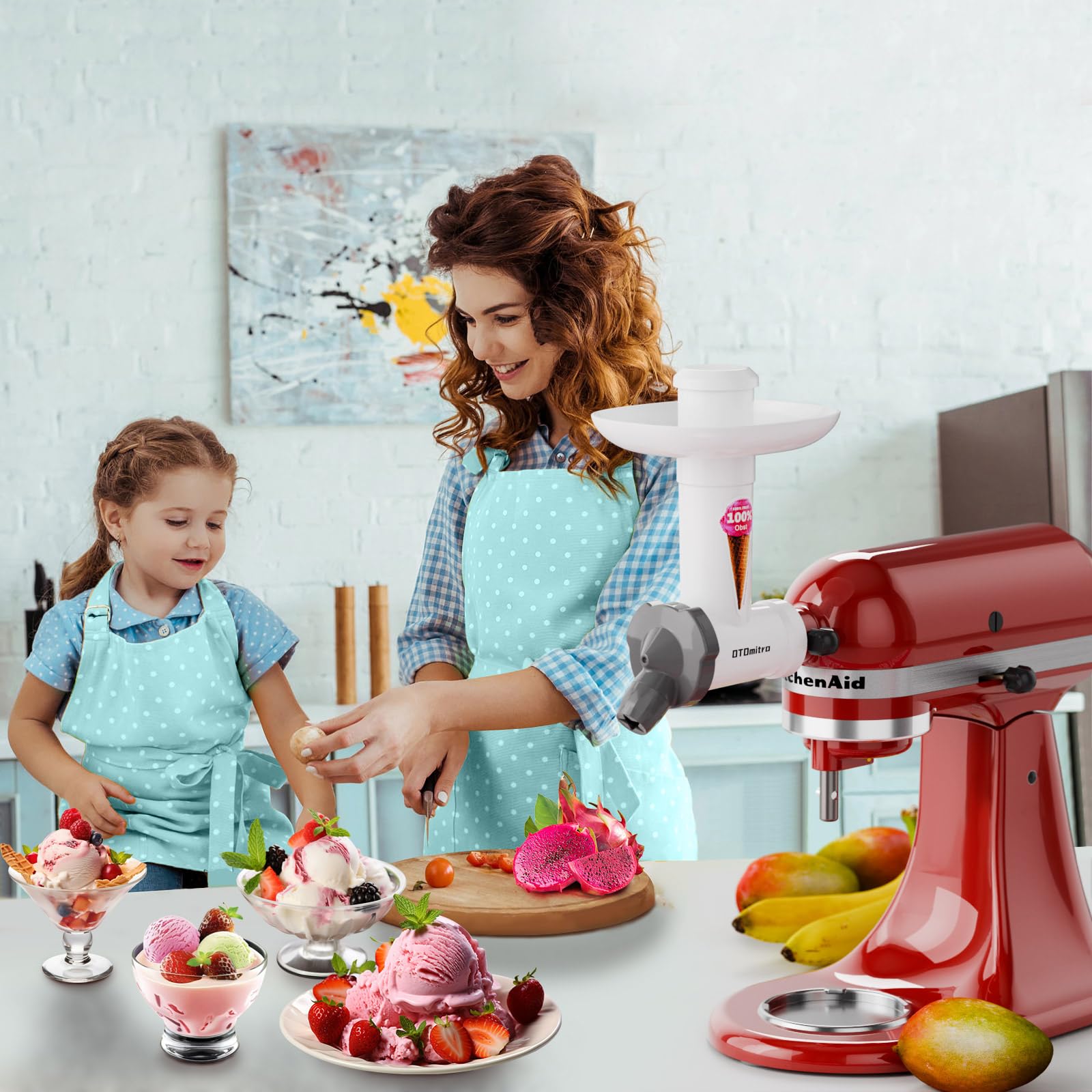 Accessorio per gelatiera per frullatore da tavolo KitchenAid, accessorio per gelato alla frutta realizzato con materiali BPA-free e sicuri per gli alimenti, macchina per gelato soft