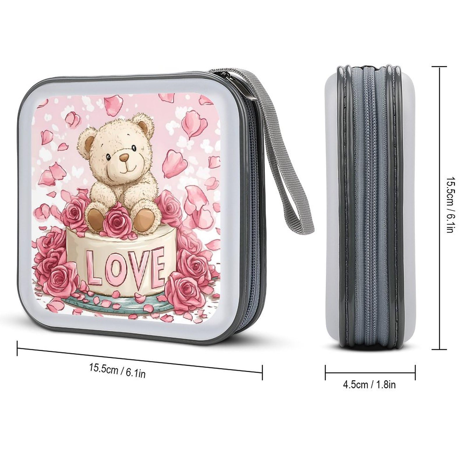 Bear Cake CD Case Plastic DVD Case Holder Wallet Disc Storage Organizer for Car Travel