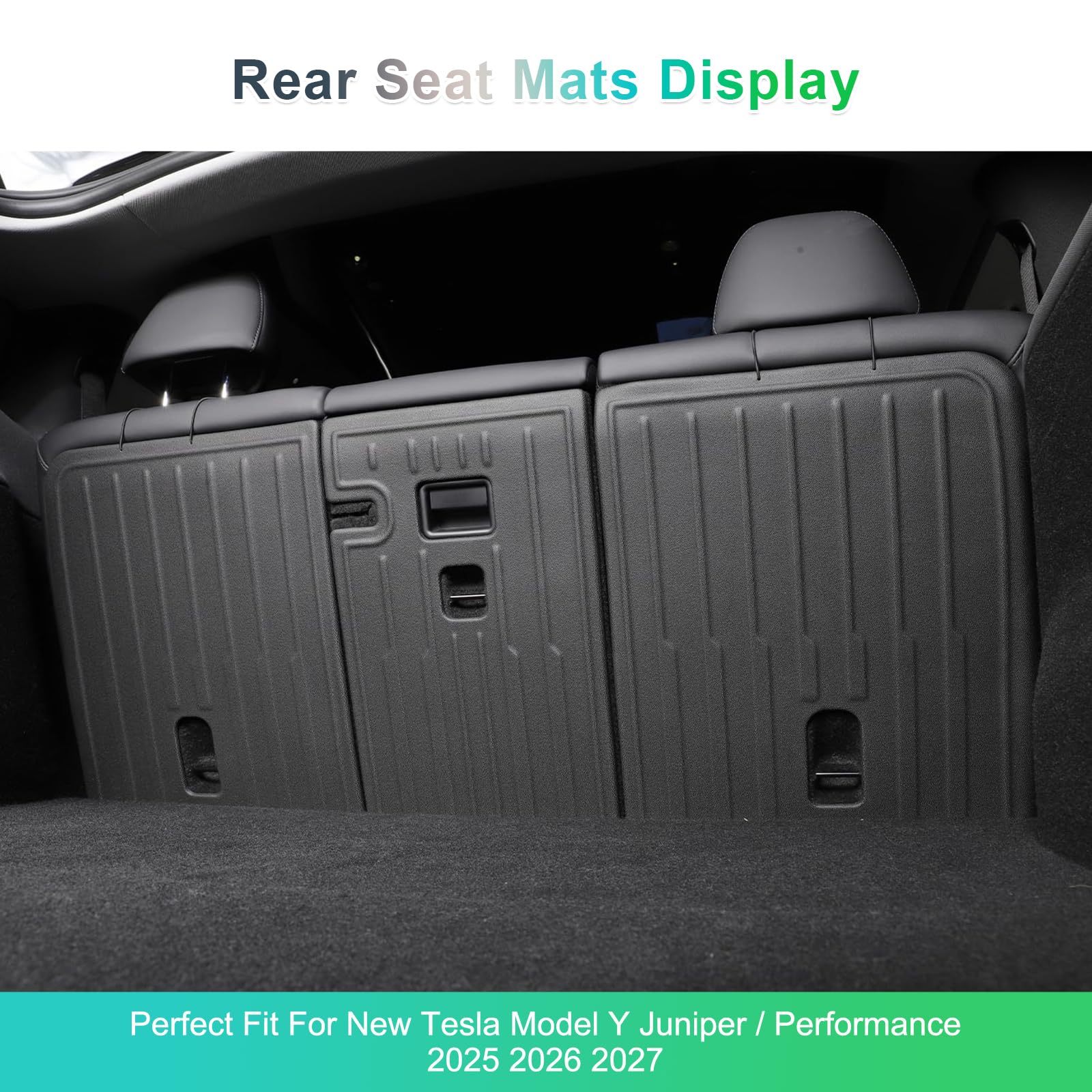 [Lot de 3] GAFAT Nouveau Tesla Model Y Juniper 2025 2026 Tapis de Coffre pour Siège Arrière, Tapis TPE Toutes Saisons, Scan 3D Original, Protection 360 °, Tesla Model Y 2025 Accessoires (Pas Stαndαrd)
