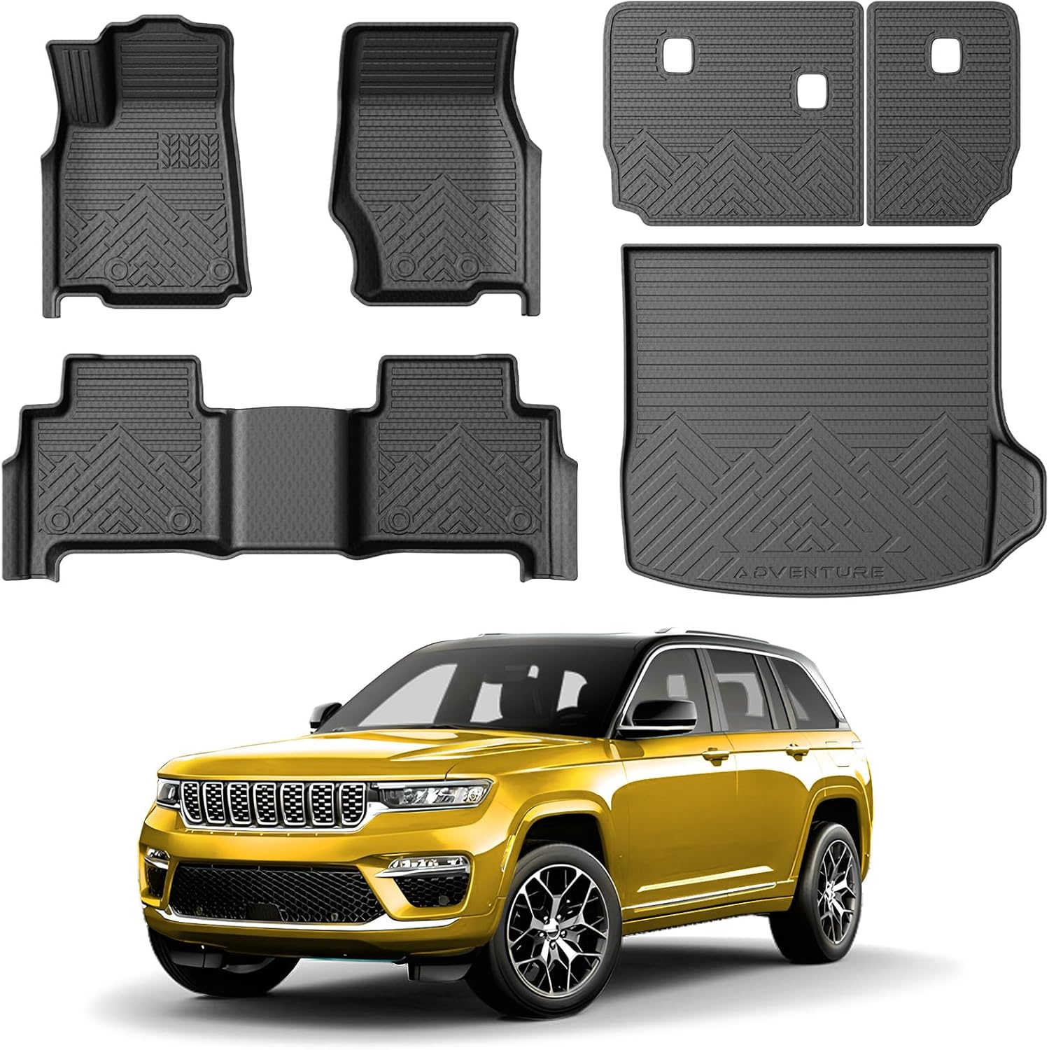 KUST Floor Mats for 2022-2025 Jeep Grand Cherokee 4XE 5 Seats (Not for WK or L), All Weather Cargo Mat Back Seat Protector Floor Liners TPE Rubber Rear Trunk Liner High Side, Full Set Mats of 6