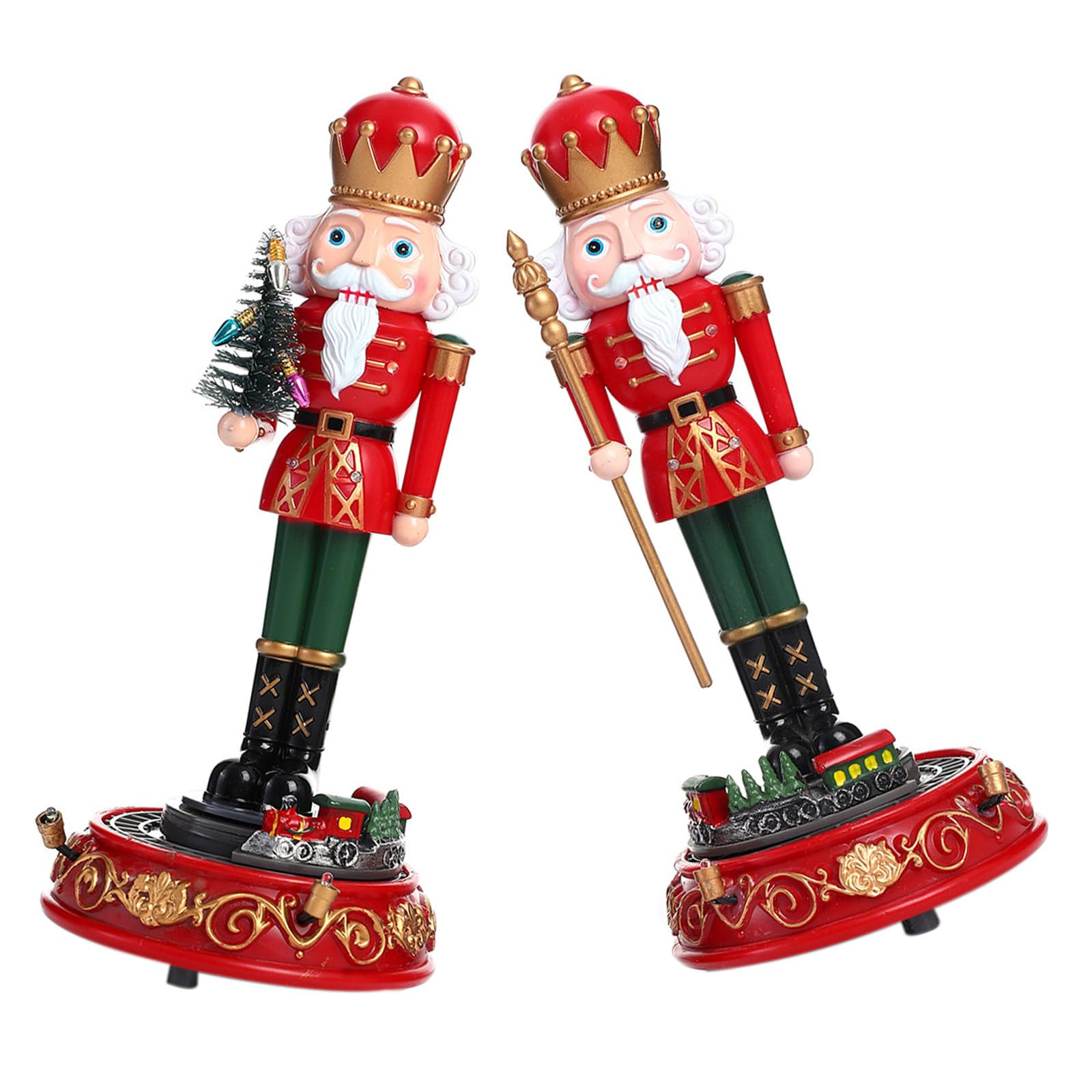 2 Pezzi Decorazione Natalizia in Plastico con Rotazione Musicale e Interattivi per Stufa e Festa di Natale e Adulti