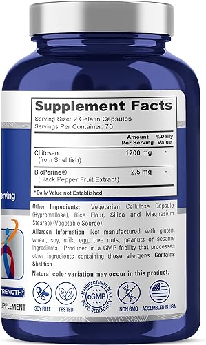 Miniatura 2 de NusaPure Quitosano 1200 mg 150 cápsulas (sin OMG y sin soja) con bioperina