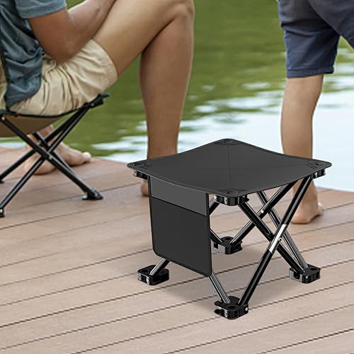 Miniatura 2 de Silla plegable portátil con bolsillo lateral, taburete de tela Oxford con marco de acero fuerte para viajes al aire libre pesca