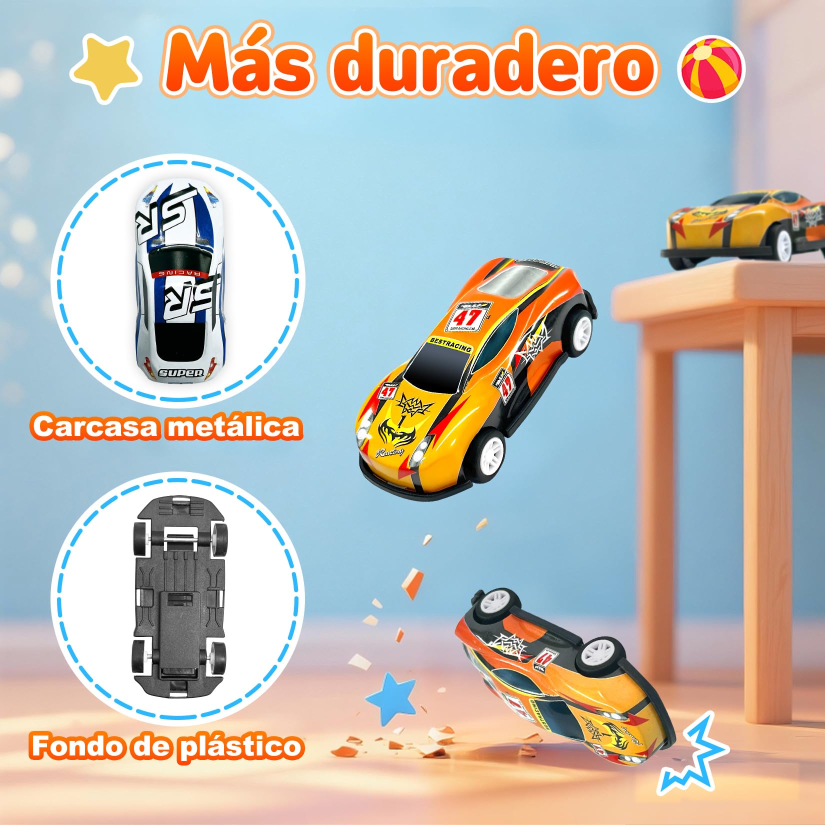 Coches para Niños, Juguete Coche de Carreras, 22 Pack Micromachines de Retroceso de Metal con 8 Obstáculos, Mini Racers Cars Juguetes 3 4 5 6 7 8 Años, Navidad Cumpleaños Fiesta Regalos