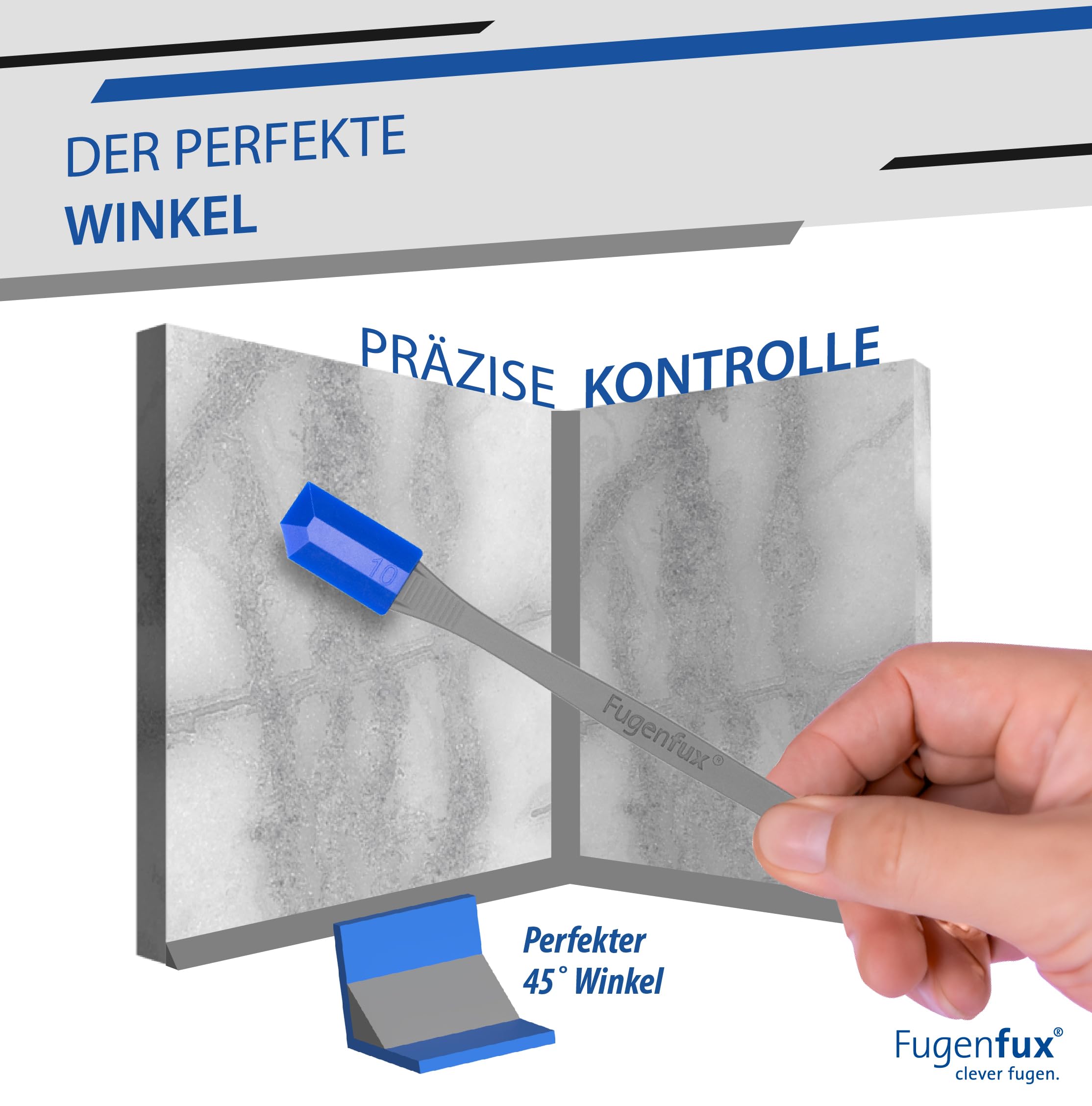 KLASSIK (PLUS) FUGENFUX® 5er Set – Fugenglätter | Fugenabzieher mit Revolutionärer Zauber-Spitze für Extrem Enge Stellen | 5 optimierte Spezial-Fugenköpfe | Made in Germany | Für sämtliche Dichtstoffe