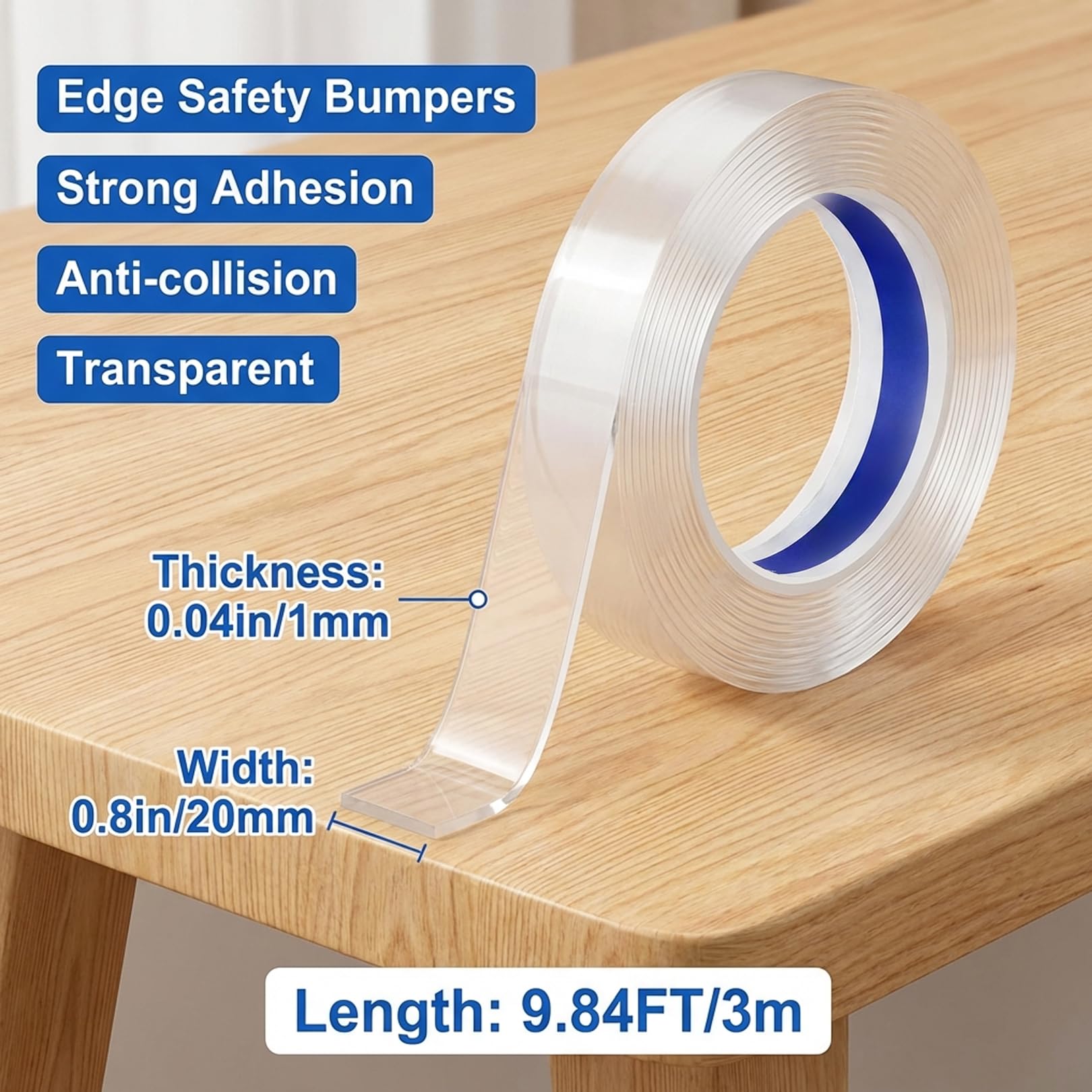 3m Clear Edge Protector Strip, 2cm Wide Transparent Baby Proofing Corner Guard - Image 2