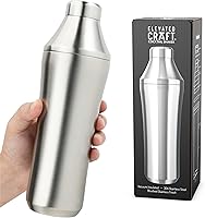 ElevatedCraft Hybrid Cocktail Shaker 28oz - Vacuum Insulated Stainless Steel with Built-in Jigger & Strainer for Home Bartenders