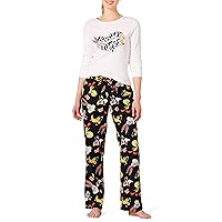 Amazon Essentials Pigiama con Maglia a Maniche Lunghe e Pantaloni in Flanella Leggera Donna