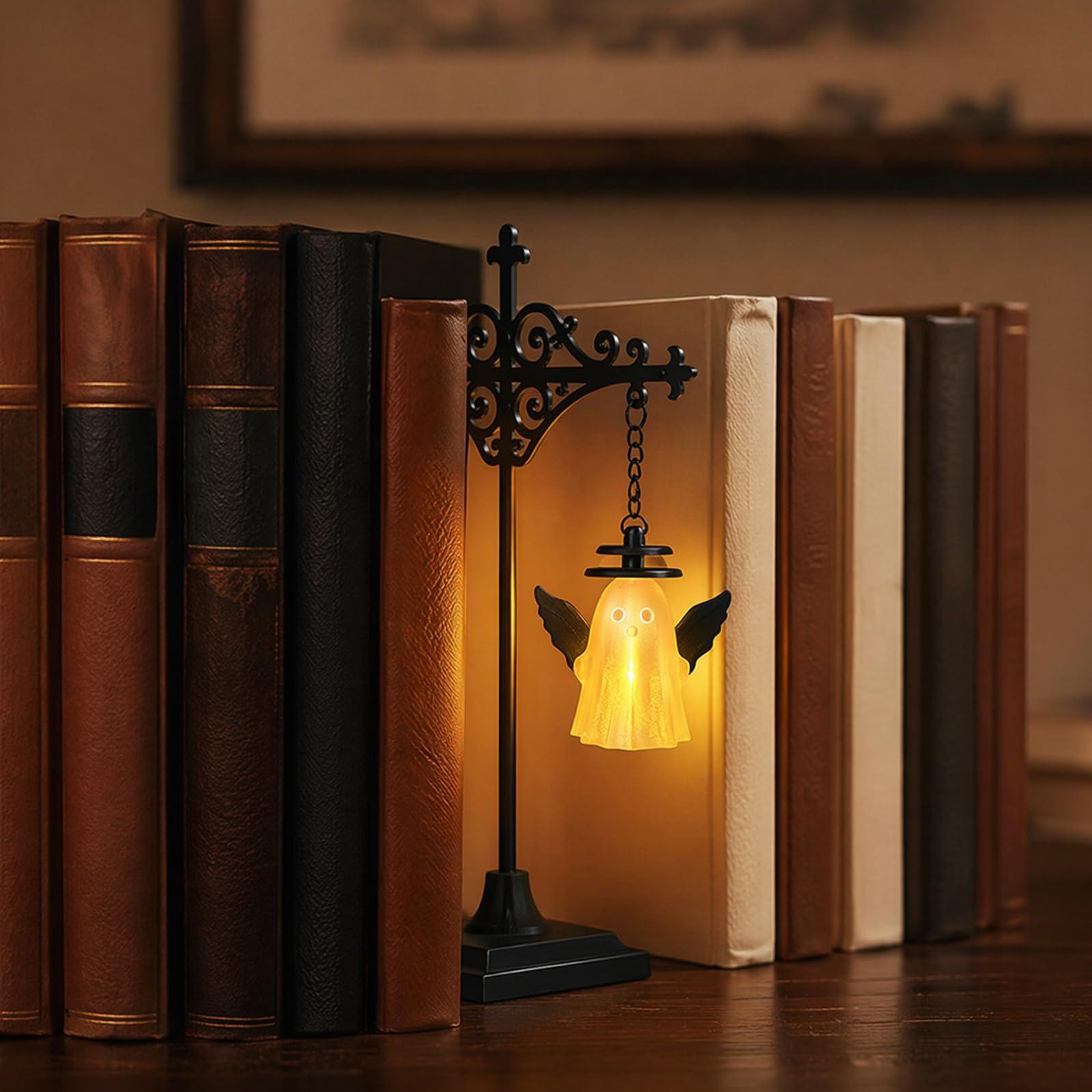 Vintage Library Bookshelf Lamp, LED Book Nook Light for Reading Corner
