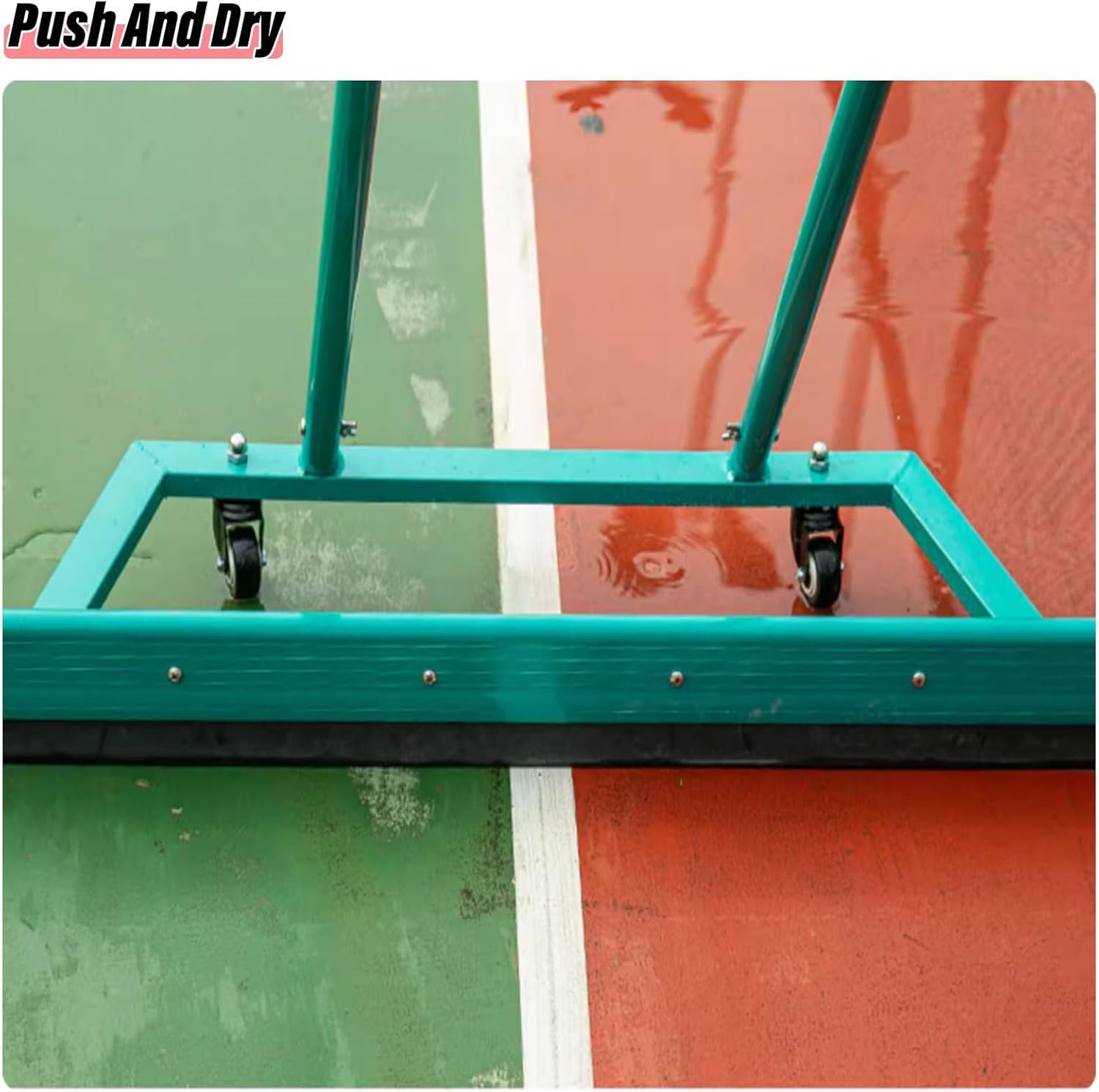 Escobilla de goma para cancha de tenis con ruedas, secador de rodillos de 33.9 pulgadas para cancha de pickleball en suelo de baldosas de concreto, removedor de agua resistente