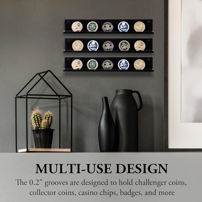 Set de 3 Repisas de Acrílico Negro para Monedas de Pared miniatura 5