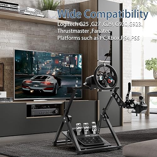 Miniatura 5 de Anman Foldable Driving Gaming Wheel Stand Fit for Logitech G25 G27G29G923 Thrustmaster PXN V9 Adjustable Steering Wheel Stand,Not Included