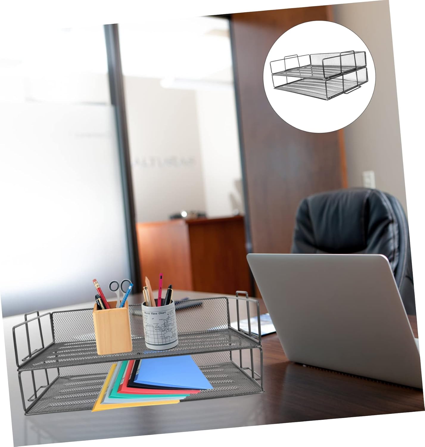 TEHAUX Document Organizer Rack Office File Storage Holder Easy to Assemble Desktop File Organizer for Efficient Document Management and Home Office Organization