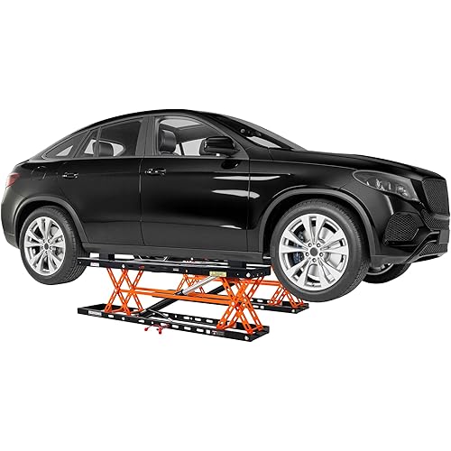 Albott 5000 LBS Portable Car Lift, Q355B Steel Quick Jack for Home Garage, 20.1" Max Height with Height Extension Blocks, Foldable Design & Wheels, Black & Orange