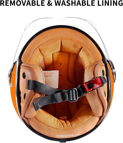 Miniatura 7 de Casco Vespa Aprobado por DOT, Casco de Motocicleta de Cara Abierta con Visera, Cascos Retro de Ciclomotor para Adultos para Hombres y Mujeres, Casco