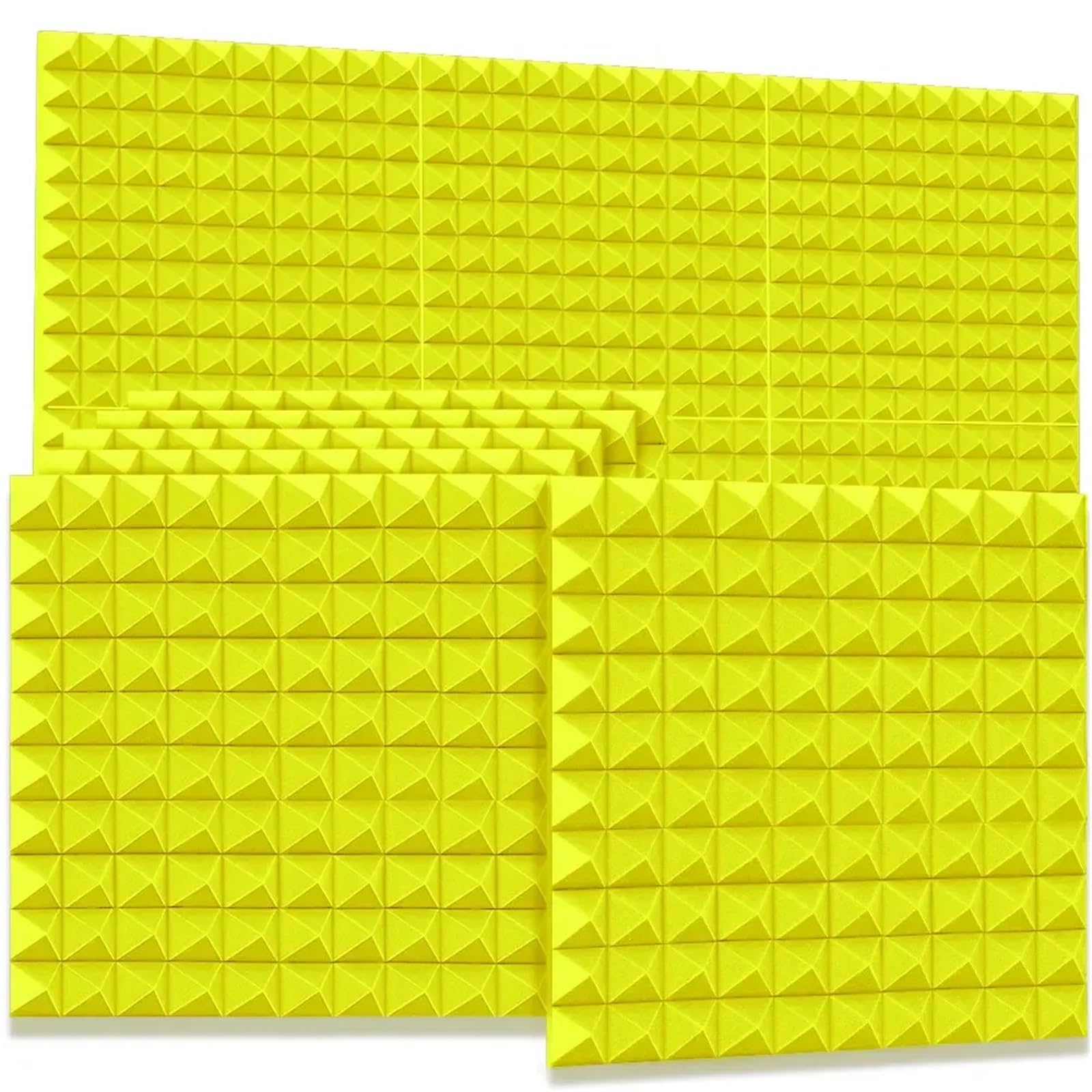 Paquete de 6 paneles acústicos espuma for estudio, tratamiento absorción sonido insonorizado, aislamiento ruido, elimina ecos, 50x50x5cm, paquete Para amortiguar el sonido(Yellow)