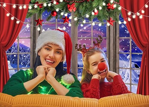 Miniatura 2 de LYCGS Telón de fondo de Navidad de 7 x 5 pies para fotografía de ventana de Navidad, telón de fondo de invierno de ensueño del país de las