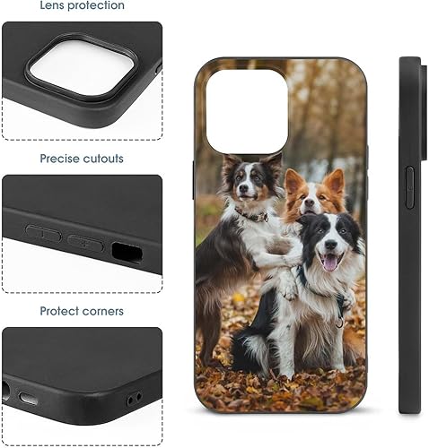 Miniatura 6 de Funda compatible con iPhone 15 Pro Max con estampado de perro Border Collie a prueba de golpes, funda delgada de TPU para mujeres, hombres, niños y