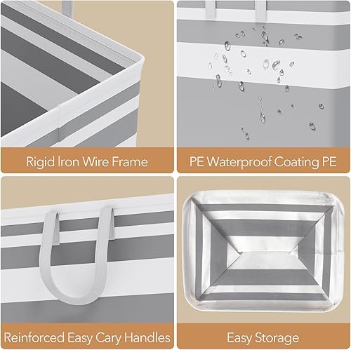 Miniatura 5 de Canasta de lavandería grande de 75L con asas, cesta de ropa sucia impermeable para dormitorio, canasta de lavandería alta independiente impermeable,