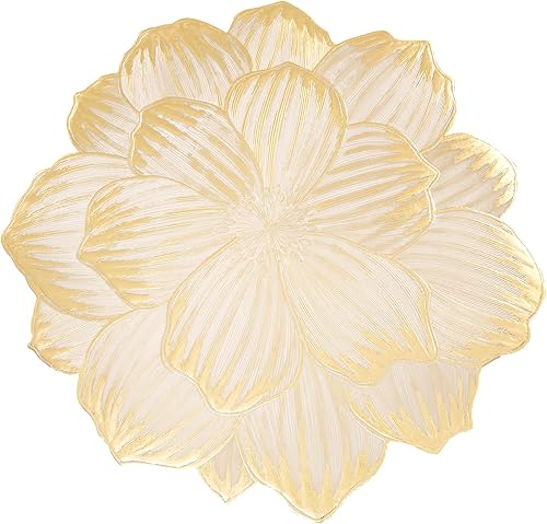 Juego de 6 manteles individuales redondos de vinilo dorados de 15 pulgadas, antideslizantes, para interiores y exteriores, vacaciones, boda, cena