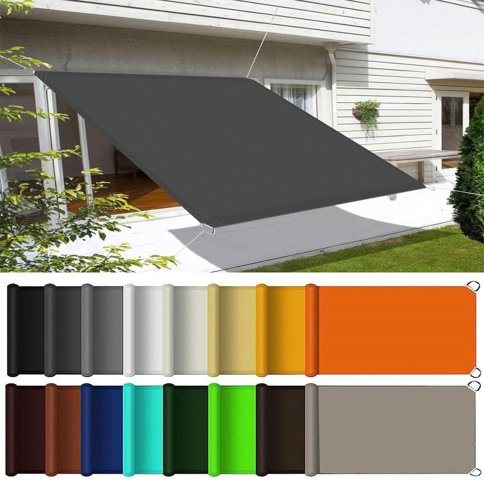Toile ombrage 98% UV protection imperméable 4.6 x 10 m gris
