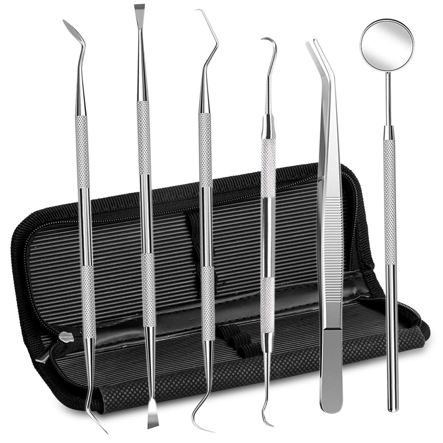 Dental Tools Stainless Steel Dental Pick Dental Floss Dental Hygiene Tool Set Tooth Scraper Plaque Tartar Remover Dental Tweezers Gum Floss for Personal Oral Care & Pet Use (6 Pack) : Beauty & Personal Care