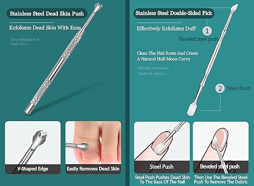 Miniatura 8 de Juego de arte de uñas, kit profesional de arte de uñas, kit de cuidado de uñas 9 en 1, juego de cortaúñas de acero inoxidable, kit de viaje y aseo,