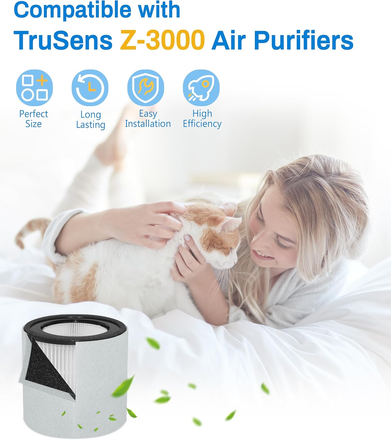 Replacement Filter Compatible with TruSens Z-3000 Air Purifier, 3-in-1 Filtration High-efficiency Activated carbon Pre-Filter, with 1 HEPA Filter + 4 Carbon Filters + 4 Pre-Filters (Large) - Image 2