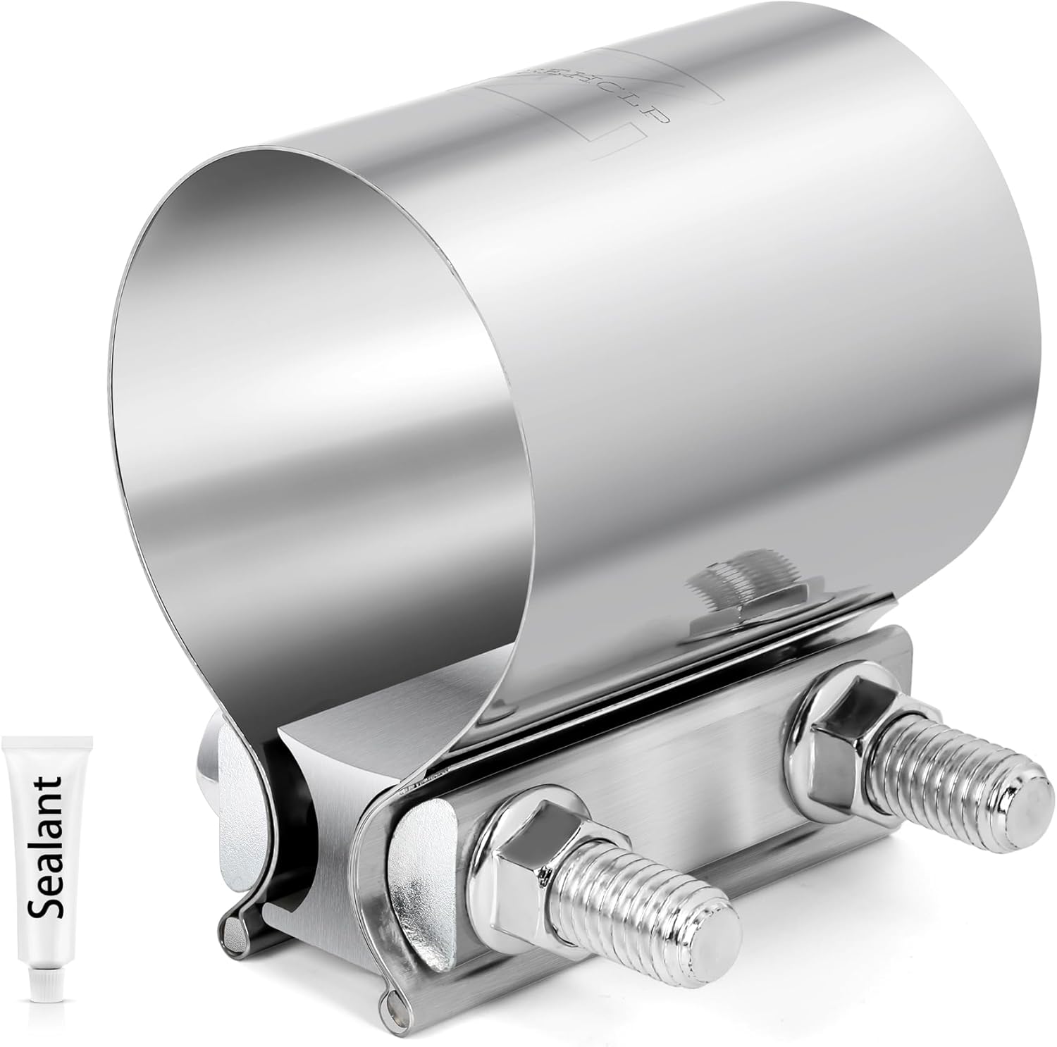 2 Pcs 2.5 inch Exhaust Clamp 2 1/2 Butt Joint 304 Stainless Steel Band Clamp Sleeve Couple Catalytic Converters?Muffler (2, 2.5 inch) 2.5 inch 2