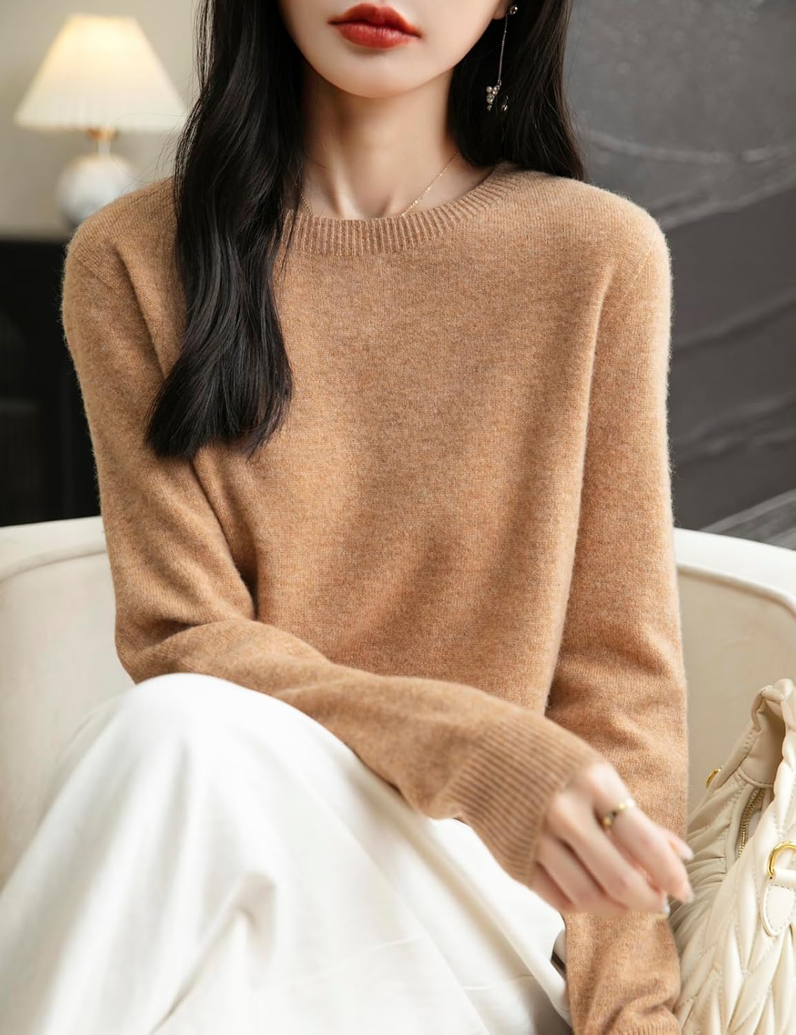 Chanyarn Women's 100% Merino Wool 2025 Fall Winter First-Line Ready to Wear Long Sleeve Seamless Knit Crewneck Sweater - Image 2