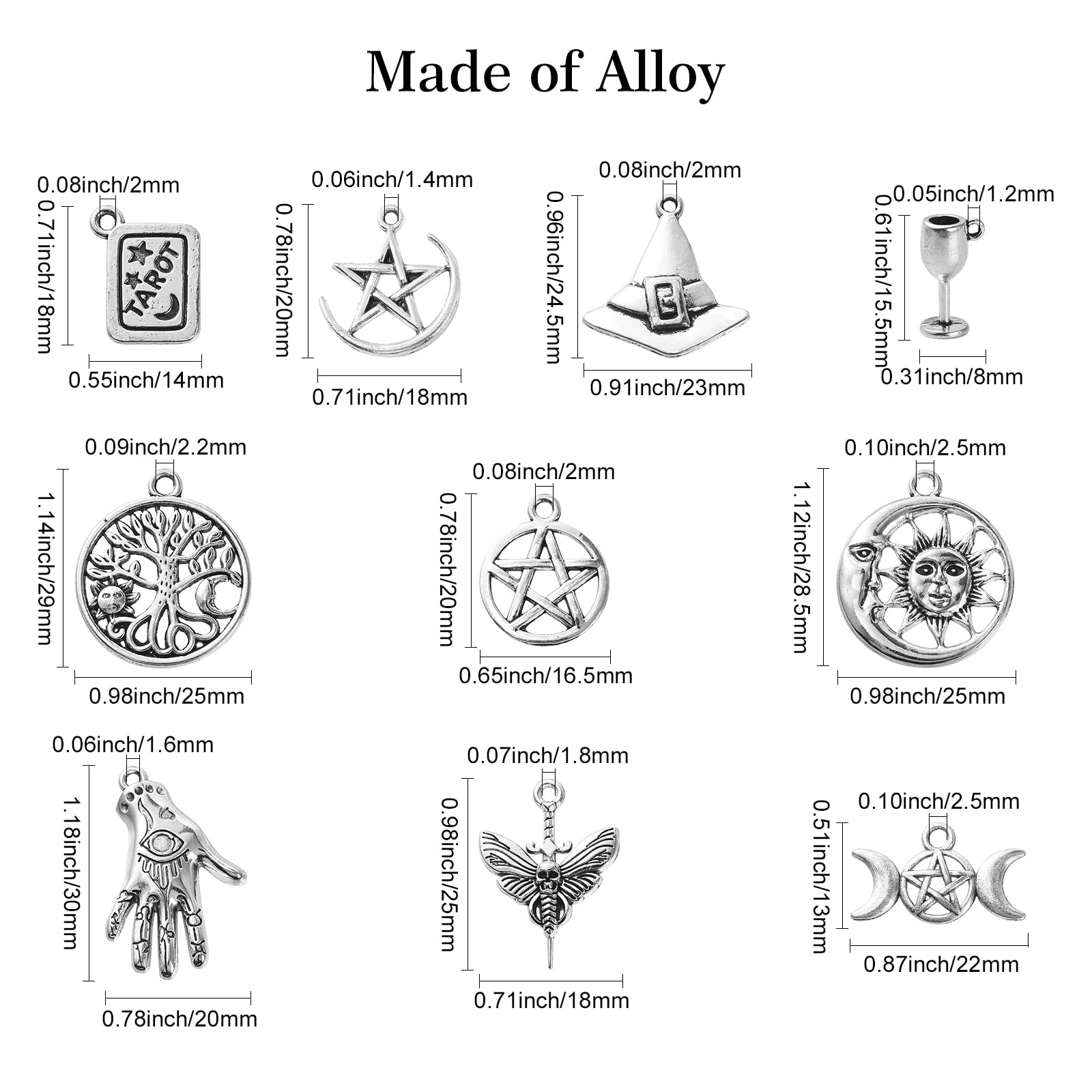 Stiesy 100Pcs 10 Styles Antique Silver Scissor Charms Vintage Sewing