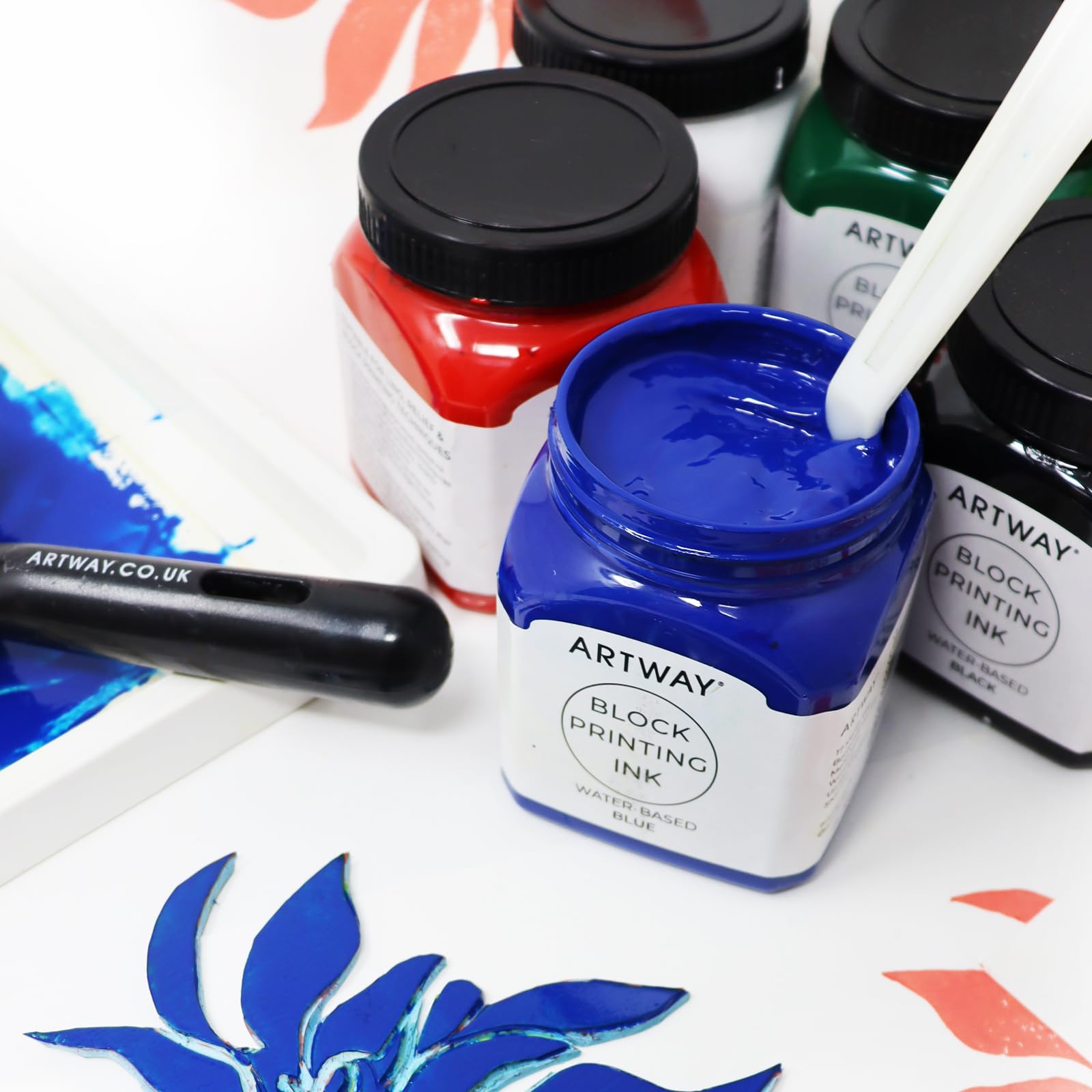 Artway Premium Block Printing Ink - 250ml - Blue - Ideal for Relief Block and Lino Printmaking, 250 ml - Image 3