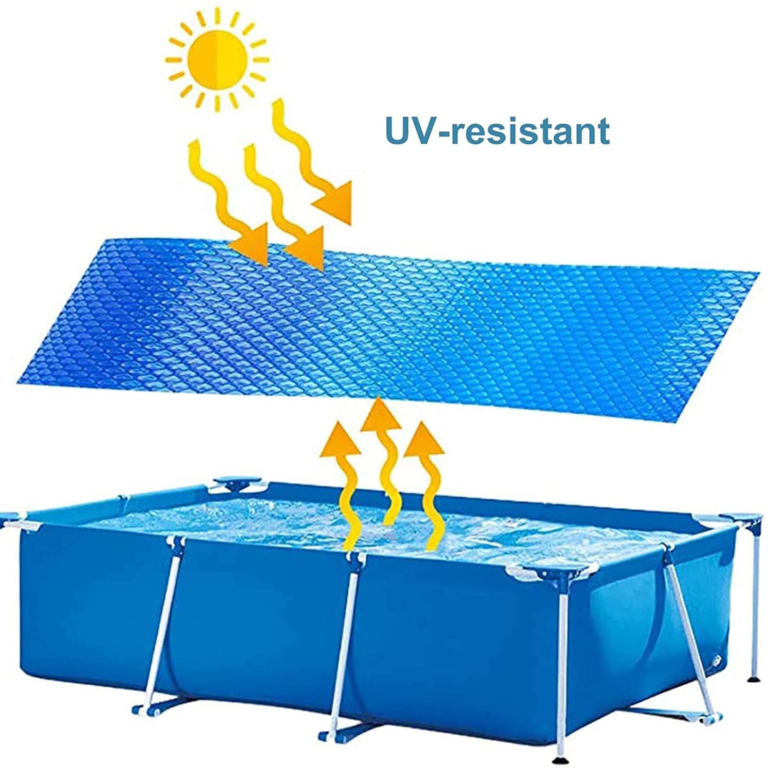 Cobertor Solar para Piscina 4x5 m, Lámina Térmica Flotante con Protección,One Color,3m x 4m(10ftx13ft)