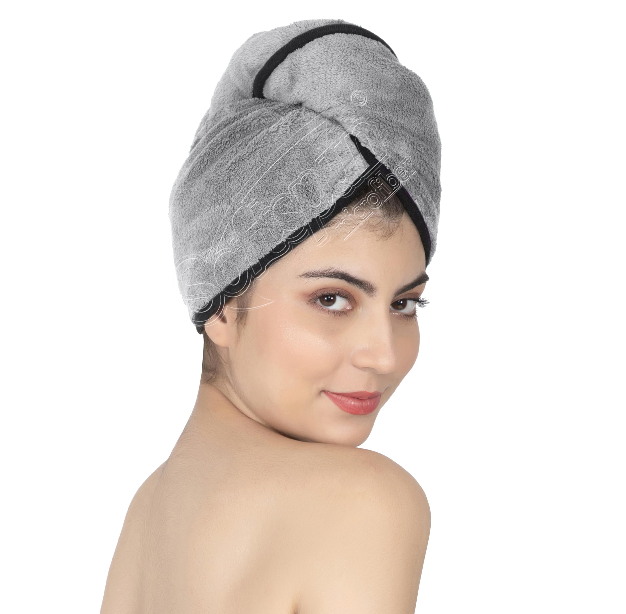 SOFTSPUN Microfiber Hair Cap 1 Pcs 70X25 cm Light Grey 280 GSM Super Absorbent Quick Dry Hair Turban for Drying All Kinds of Hair Straight or Curly Short or Long Thin or Thick Hair.-image-23