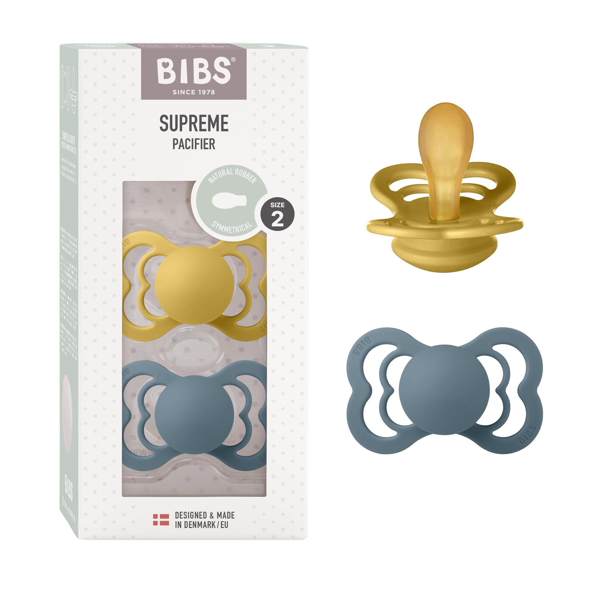 BIBS Supreme Paquete de 2 chupetes. Libre de BPA, Tetina con forma simétrica/Fisiológica. Látex natural, Hecho en Dinamarca. 0+ meses (Paquete de 2), Sage/Hunter Green — view 27