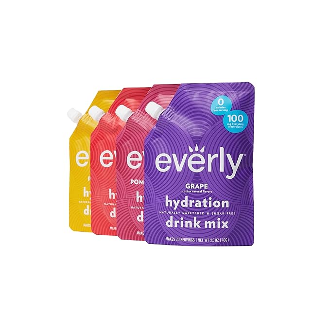Everly Hydration Variety Pack (4) Drink Mix Powder, Sugar Free, Natural Sweeteners