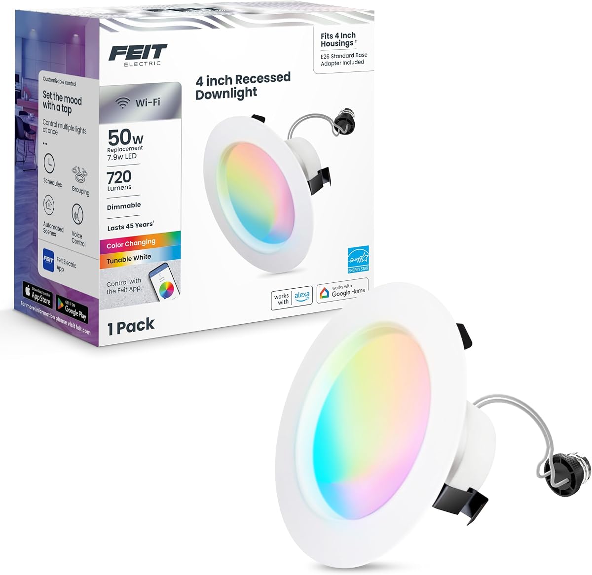 Luz empotrable Smart Retrofit de 4 pulgadas, 50 W Eq, 720 lúmenes