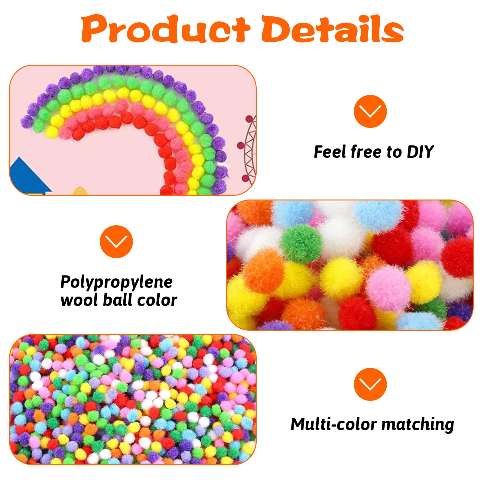 Lhbwhiz Set van 600 kleurrijke vilten ballen voor handwerk, mini-ballen, veelkleurige pompons, creatief doe-het-zelf handwerk, voor feestdecoraties, slingers, kwasten (10 mm