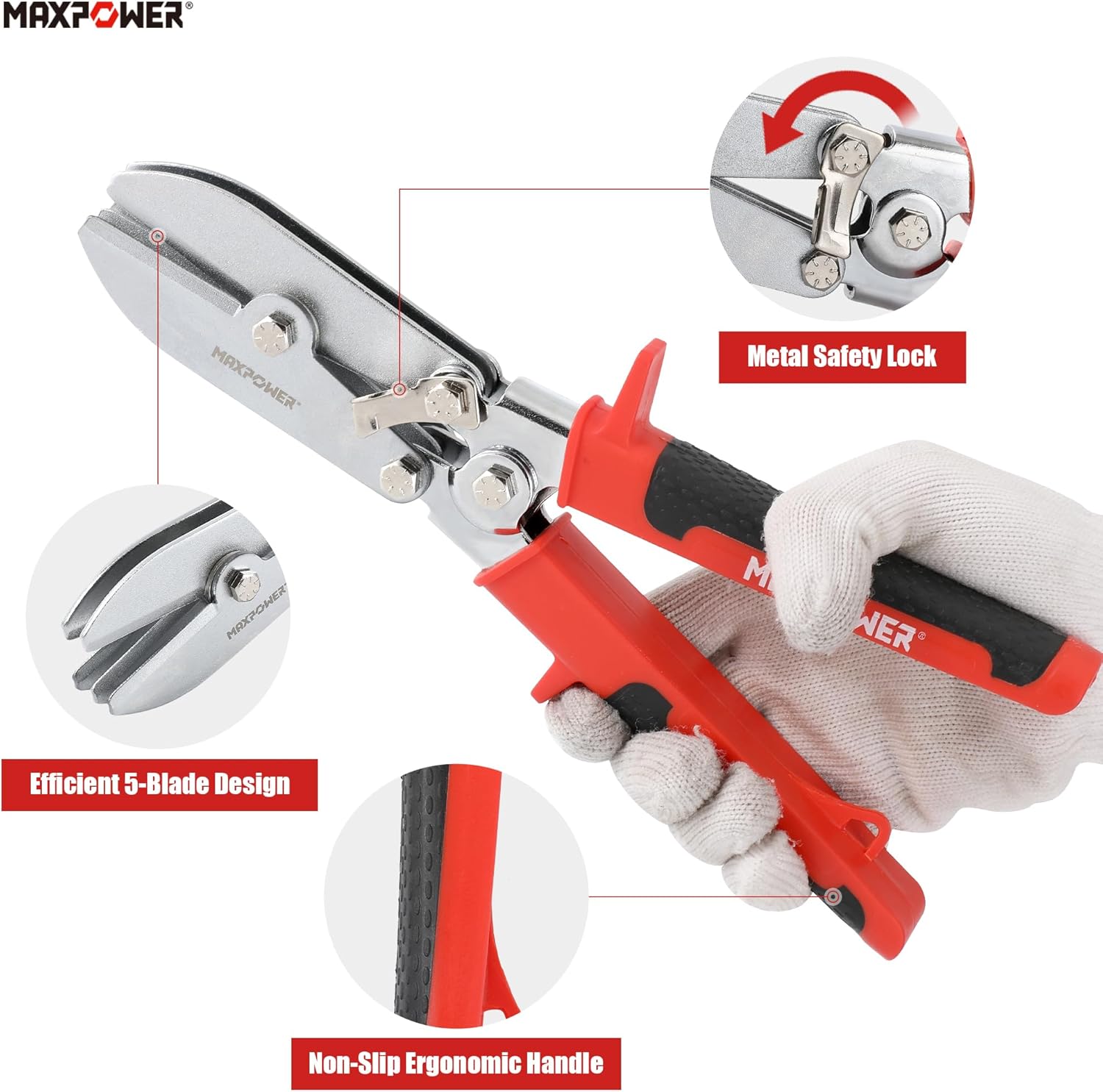MAXPOWER 2-Piece Sheet Metal Hand Seamers, 5 Blade Pipe Crimper and 6-inch Straight Jaw Sheet Metal Bender with Ergonomic Handle