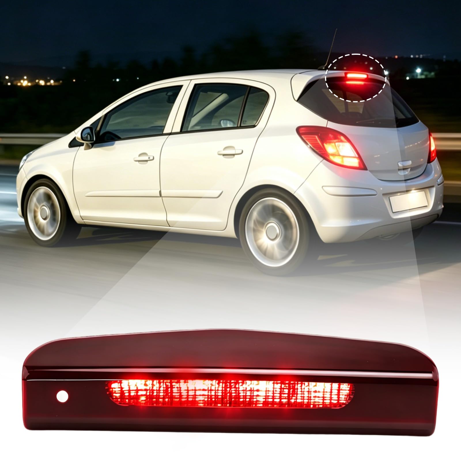 Baceyong Luce di frenata posteriore LED di alto livello, 13188045, 1222130, 510511640, compatibile con VAUXHALL CORSA D/E 2007-2019 (ADATTO SOLO A 5 PORTE)