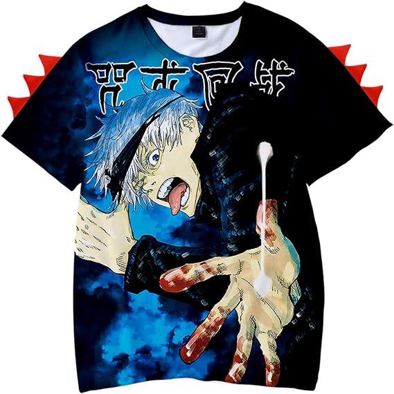 Amazon Co Jp Vekkk 呪術廻戦tシャツ トップス 虎杖悠仁 五条悟 子供 Tシャツ 男女兼用 大きいサイズ 半袖 アニメ 3d 可愛くてかっこいい両面印刷 人気 柔らかい 誕生日 プレゼント カジュアル漫画プリント ファッション