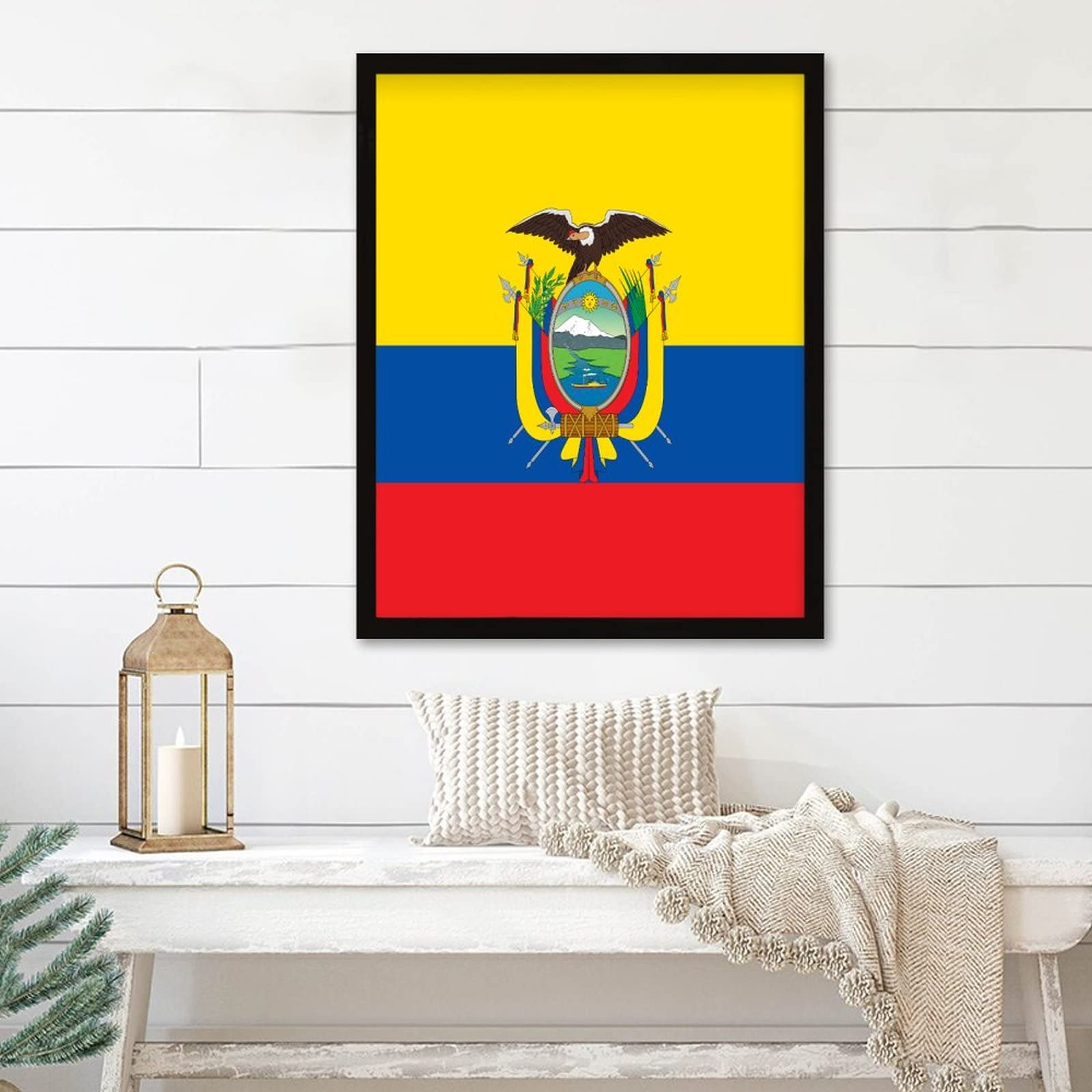 Tableau drapeau Équateur panneau mural encadré 40x50 cm