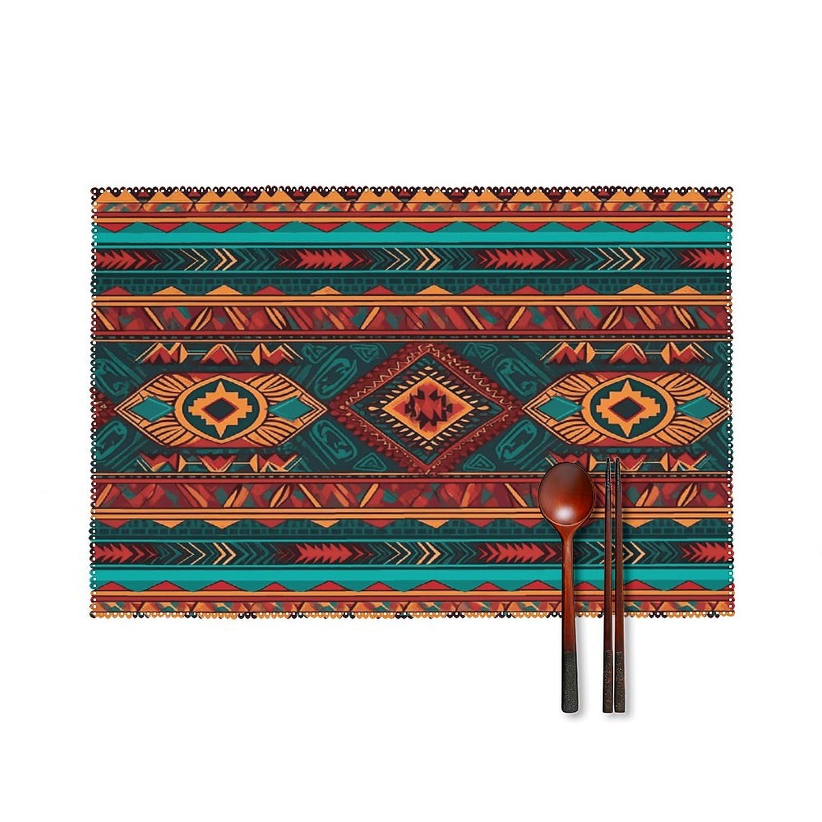 Fodpand Style Ethnic Geometric Pattern Placemats Set Of 4 Place Mats Table Mats