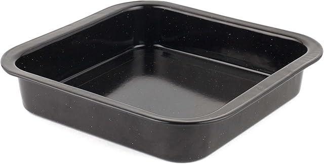 Russell Hobbs BW000751 Square Baking Pan, Vitreous Enamel Coated Steel Oven Tin, Easy Clean, For Cake, Brownies, Roasting, Lasagne, Durable Cooking Tray, Romano Collection, Black, 26 cm