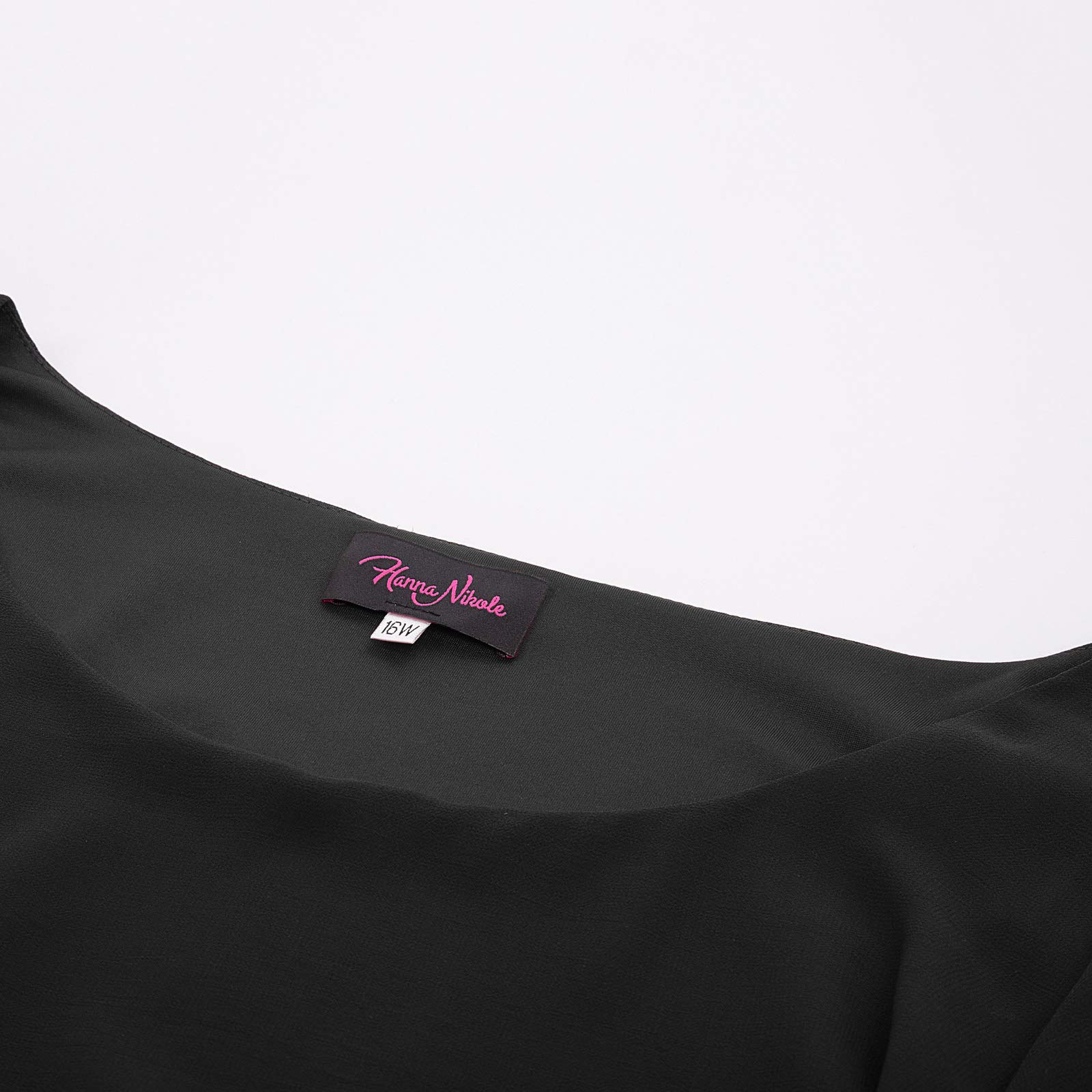 Hanna Nikole Vestido de Gasa Elegante para Mujer, Talla Grande, elástico, Color Negro, XXL