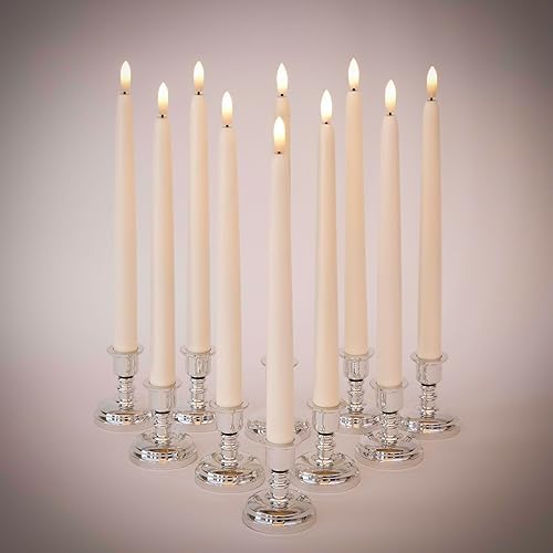 Miniatura 2 de Juego de 10 portavelas de plástico plateado para uso con velas cónicas sin llama Enchanted Spaces