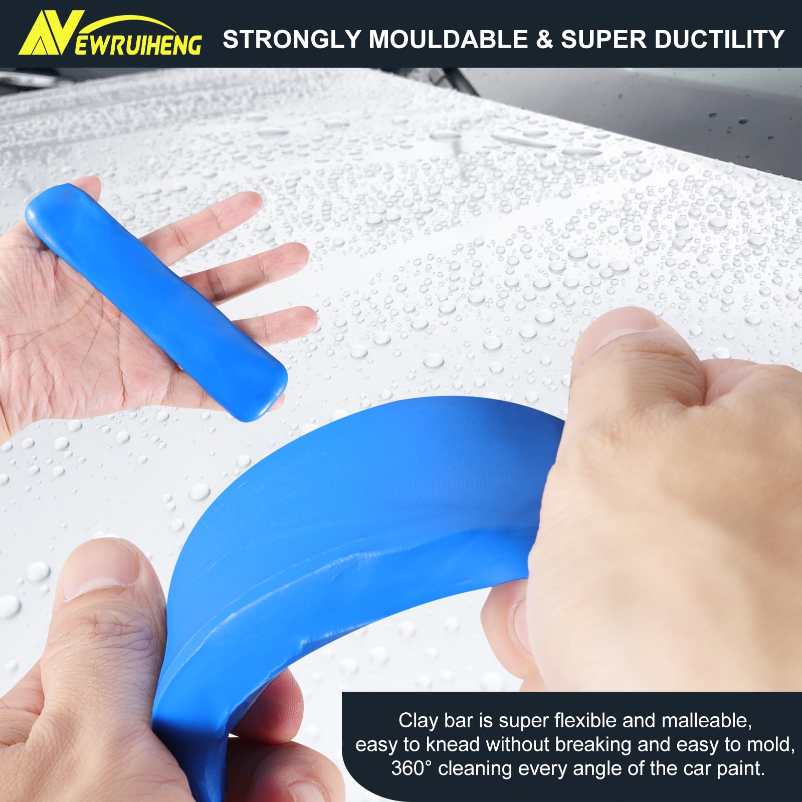 Barra de arcilla para coche, 4 unidades, 400 g, Auto Car Clay Bar Bares de arcilla limpios para limpieza de coche, descontaminación del coche, cuidado de la pintura y limpieza del vidrio (1, azul)