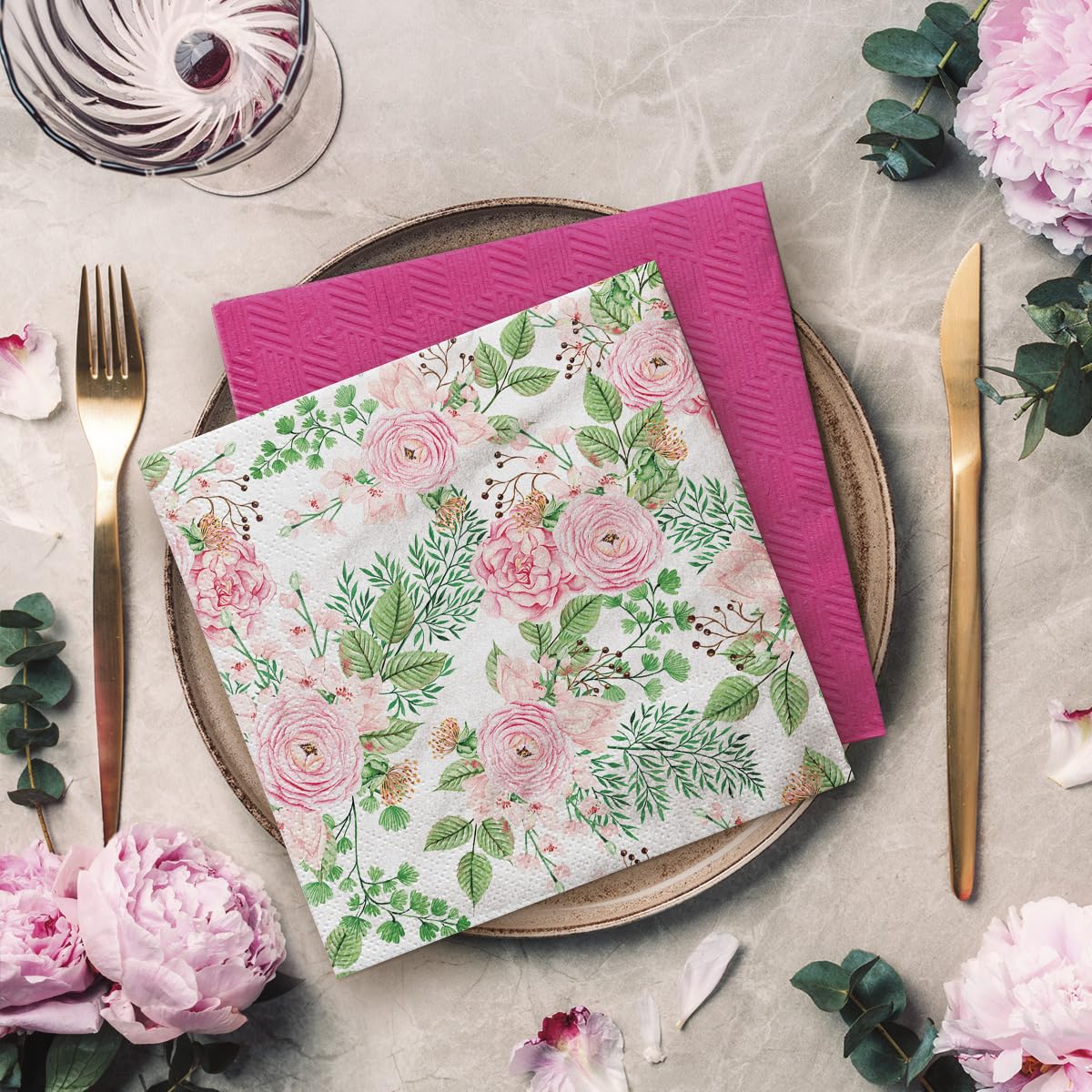 PAW Serviettes Papier 3 Plis 33x33cm - Motif Colibri - Lot De 20 - FSC Certified - Pour Fêtes Et Quotidien
